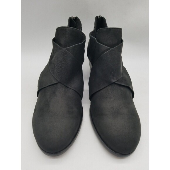 Eileen Fisher Womens Black Leather Walt Cross Cut Out Ankle Booties 8.5 - Picture 3 of 7